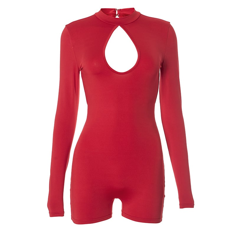 Aria – Rückenfreier Langarm-Romper mit Cut-Out & figurbetontem Schnitt