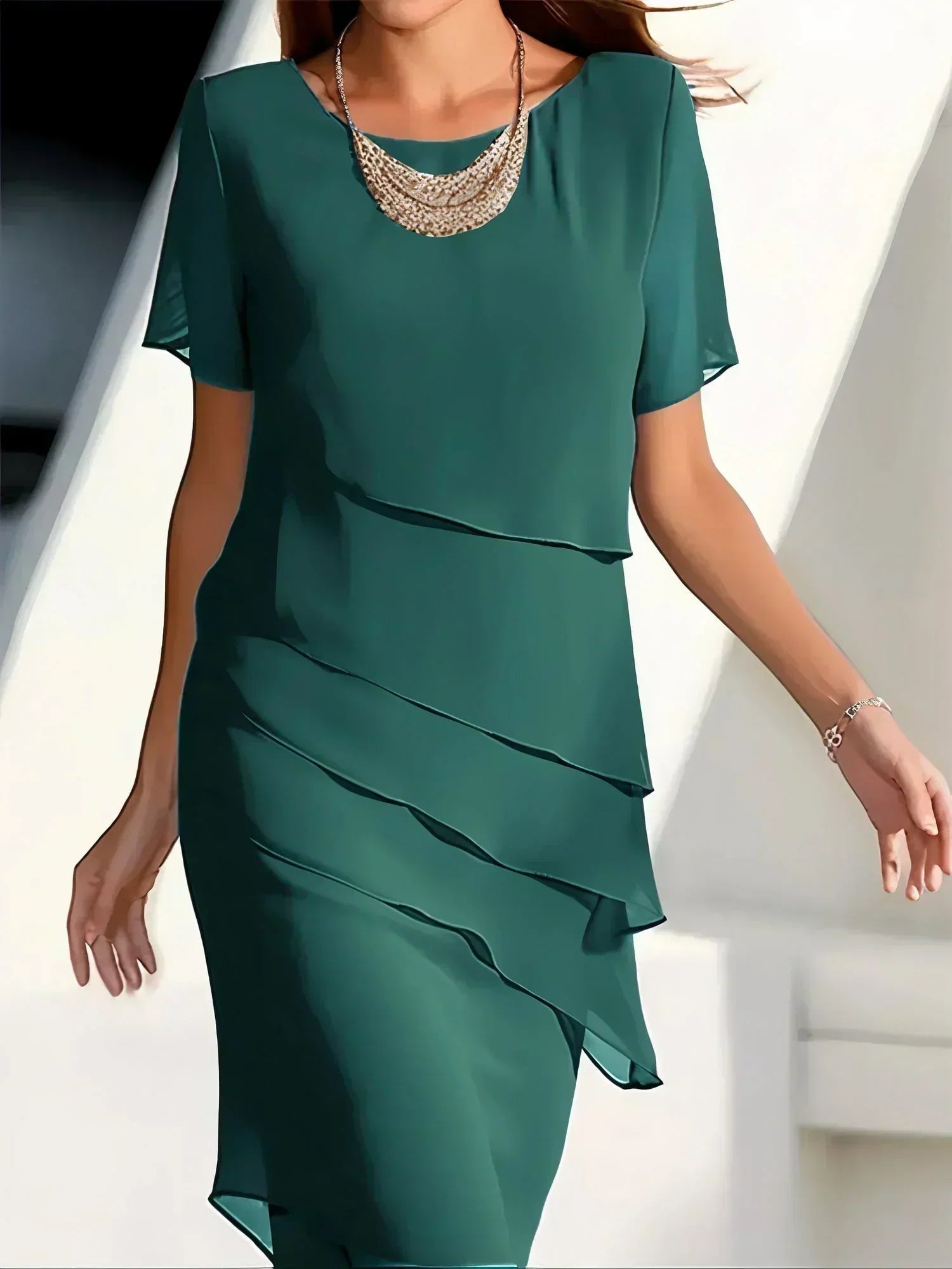 Monica - Midi-Kleid mit kurzen Ärmeln